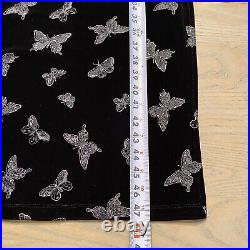 VTG 90s Forever 21 Black Velour Butterfly Midi Sheath Dress Womens M Made in USA
