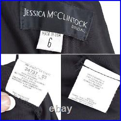 VTG 90s Jessica McClintock Bridal Black Spaghetti Strap Slip Dress Scarf Wrap 6