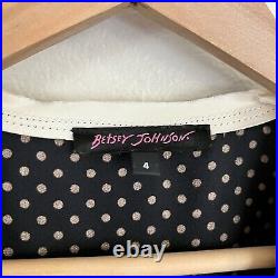 VTG BETSEY JOHNSON 100% Silk Black Polka Dot Split Sleeve Pleated Slip Dress 4