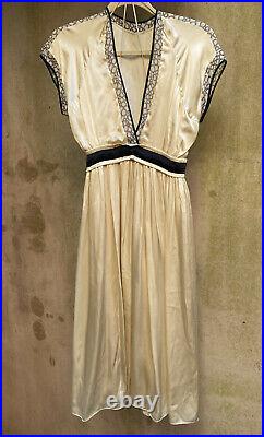 VTG Balenciaga Layered Silk Empire Plunging Dress Gown Champagne Slip Dress S