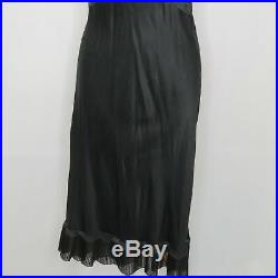 VTG Barbizon SILK Black Lacey Nightgown XS SMALL 12 Slip Dress Sexy MINT Pleated
