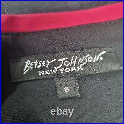 VTG Betsey Johnson New York Y2K Black Red Polka Dot Midi Pin Up Dress Sz 8