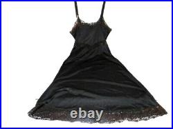 VTG Charmode Figure Flattery Slip Dress Black Nylon Lace Size 34 Tall Lingerie