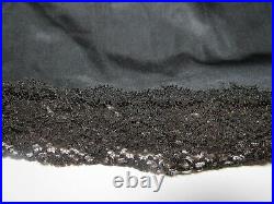 VTG Charmode Figure Flattery Slip Dress Black Nylon Lace Size 34 Tall Lingerie