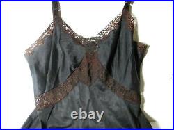 VTG Charmode Figure Flattery Slip Dress Black Nylon Lace Size 34 Tall Lingerie