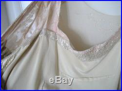 VTG Cream Ivory 1970's Long sleeve Silk Lace 2nd Wedding +Slip Dress 2-piece Med