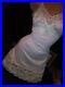 VTG Dress Slip Wedding White Silky Nylon Wide Lace Bodice Pin Up SCARCE Slip