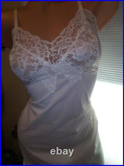 VTG Dress Slip Wedding White Silky Nylon Wide Lace Bodice Pin Up SCARCE Slip