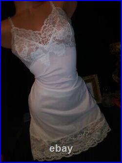 VTG Dress Slip Wedding White Silky Nylon Wide Lace Bodice Pin Up SCARCE Slip