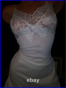 VTG Dress Slip Wedding White Silky Nylon Wide Lace Bodice Pin Up SCARCE Slip