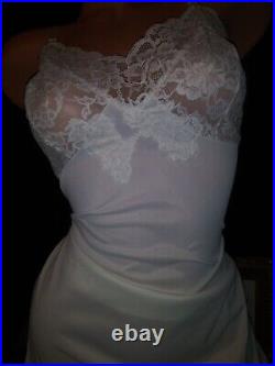 VTG Dress Slip Wedding White Silky Nylon Wide Lace Bodice Pin Up SCARCE Slip