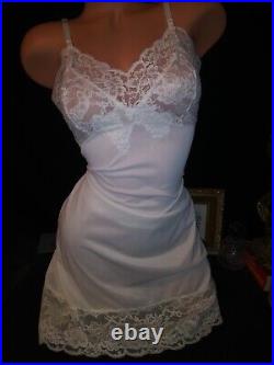 VTG Dress Slip Wedding White Silky Nylon Wide Lace Bodice Pin Up SCARCE Slip