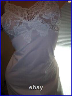 VTG Dress Slip Wedding White Silky Nylon Wide Lace Bodice Pin Up SCARCE Slip