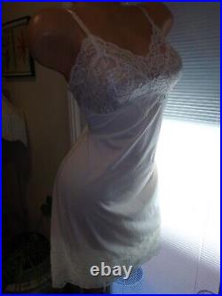 VTG Dress Slip Wedding White Silky Nylon Wide Lace Bodice Pin Up SCARCE Slip