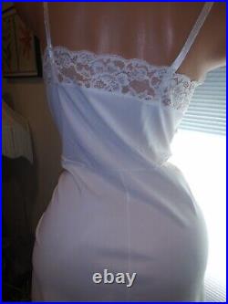 VTG Dress Slip Wedding White Silky Nylon Wide Lace Bodice Pin Up SCARCE Slip