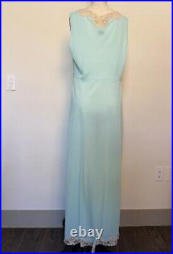 VTG Emilio Pucci for Formfit Rogers Blue Poly Jersey & Lace Maxi Slip Dress sz L