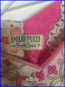 VTG Emilio Pucci for Formfit Rogers neon Mini Slip dress 60s 70s P Small