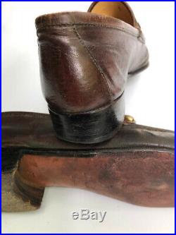 VTG GUCCI Brass Horse Bit Brown Leather slip on men's Loafer 9.5 M / 43 750