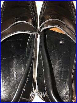 VTG GUCCI Men's Black Loafers Slip on Leather BAND LOGO Dress Shoes Sz 10.5D
