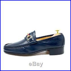 VTG GUCCI Men's US Sz 10 Blue Leather Gold Horsebit Slip On Dress Luxury Loafer