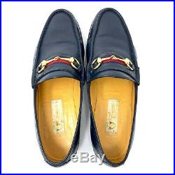 VTG GUCCI Men's US Sz 10 Blue Leather Gold Horsebit Slip On Dress Luxury Loafer