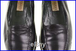 VTG Gucci Black Leather Short Vamp Penny Loafers Slip On Dress Shoes 42.5 B