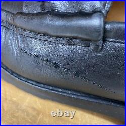 VTG Gucci Mens Black Leather Loafers Horsebit Lug Sole Slip On Size 10