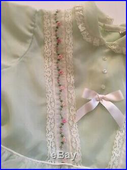 VTG Honeysuckle Girls Embroidered Mint Green Sheer Dress And Slip 3/4T 22 Sth