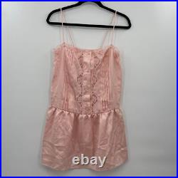 VTG Lily Of France Pink Scallop Floral Lace Strappy Pleated slip dress lingerie