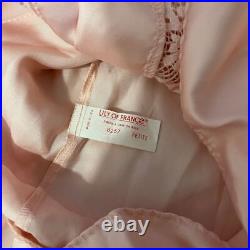 VTG Lily Of France Pink Scallop Floral Lace Strappy Pleated slip dress lingerie