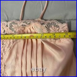 VTG Lily Of France Pink Scallop Floral Lace Strappy Pleated slip dress lingerie