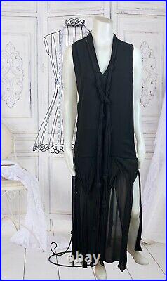 VTG MOSCHINO Cheap and Chic Size US 8 Black SL Semi Sheer Slit Maxi Dress Italy