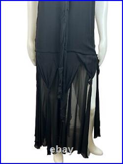 VTG MOSCHINO Cheap and Chic Size US 8 Black SL Semi Sheer Slit Maxi Dress Italy