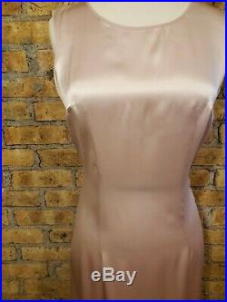VTG Morgane Le Fay Pink Silk Slip Gown Snap Side Closure S