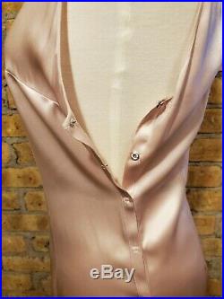 VTG Morgane Le Fay Pink Silk Slip Gown Snap Side Closure S