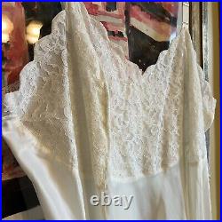 VTG NOS Barbizon Nylon Satin Sylfaire White Full Slip Lace Prim Belle Sz 42 NEW