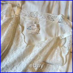 VTG NOS Barbizon Nylon Satin Sylfaire White Full Slip Lace Prim Belle Sz 42 NEW