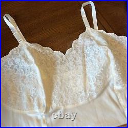 VTG NOS Barbizon Nylon Satin Sylfaire White Full Slip Lace Prim Belle Sz 42 NEW