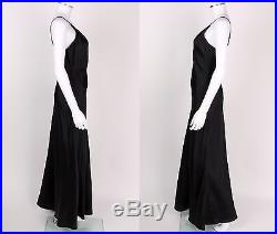 VTG OOAK 1930s BLACK FLORAL EMBROIDERED SILK NET EVENING DRESS SLIP SZ XS