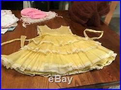 VTG ORIGINAL ALYSSA FULL Nylon Toddler Girls Dress YELLOW Ruffles Lace withSlip