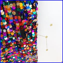 VTG Oleg Cassini Mini Dress Size 8 Rainbow Sequins Open Back Party Black Tie 80s