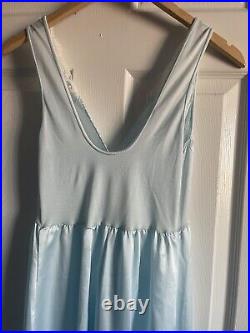 VTG Olga Designer Collection Gold Label Nightgown Gown Satin Lace Blue 92195