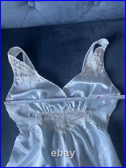 VTG Olga Designer Collection Gold Label Nightgown Gown Satin Lace Blue 92195