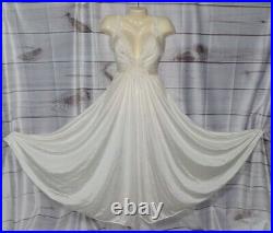 VTG Olga M Satin Night Gown Dress Lace Nylon LONG Full Sweep Negligee 92270