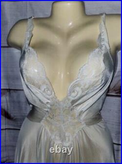 VTG Olga M Satin Night Gown Dress Lace Nylon LONG Full Sweep Negligee 92270