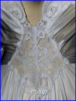 VTG Olga M Satin Night Gown Dress Lace Nylon LONG Full Sweep Negligee 92270