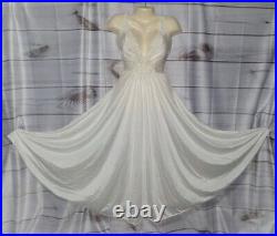 VTG Olga M Satin Night Gown Dress Lace Nylon LONG Full Sweep Negligee 92270