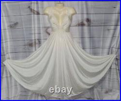 VTG Olga M Satin Night Gown Dress Lace Nylon LONG Full Sweep Negligee 92270