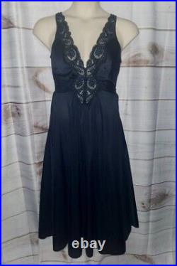 VTG Olga XXXL 3x Satin Night Gown Dress Lace Nylon LONG Full Sweep Negligee