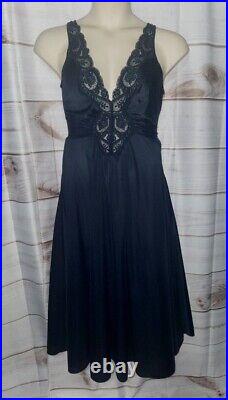 VTG Olga XXXL 3x Satin Night Gown Dress Lace Nylon LONG Full Sweep Negligee